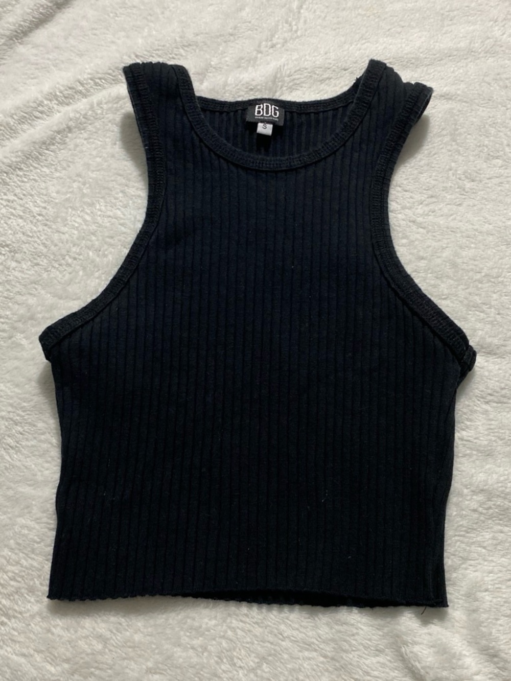BDG Black Ribbed Tank - Women's Sleeveless Crew - Picture 1 of 3